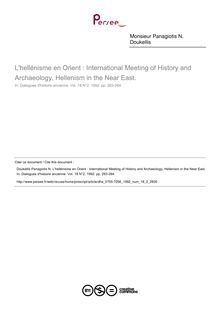 L hellénisme en Orient : International Meeting of History and Archaeology, Hellenism in the Near East.  ; n°2 ; vol.18, pg 263-264