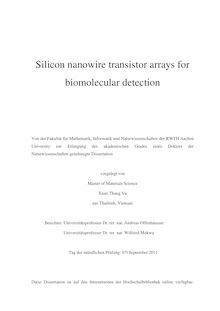 Silicon nanowire transistor arrays for biomolecular detection [Elektronische Ressource] / Xuan Thang Vu