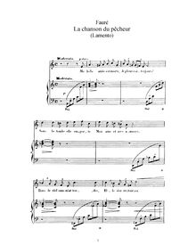Partition No. 1 - La chanson du pêcheur (Lamento) (A minor), 2 chansons, Op.4