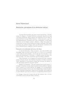 Anne Théveniaud Nietzsche, paradoxes d un athéisme radical