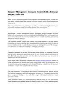 Property Management Company Responsibility: Brickleys Property Solutions