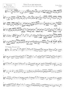 Partition viole de gambe I , partie, Trio I en mi mineur, E minor