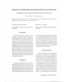 ANÁLISIS DE INVERSIONES EN PRODUCCIÓN VACUNA DE LECHE (INVERSION ANALYSIS IN BOVINE PRODUCTION OF MILK)