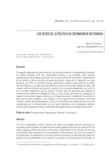 Los retos de la política de dependencia en Francia (Challenges of dependency policy in France)