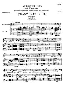 Partition 2nd version, published as Op.87 No.1, Der Unglückliche, D.713 (Op.87 No.1)