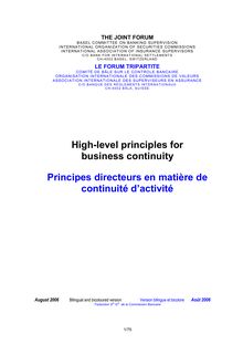 High-level principles for  business continuity Principes directeurs ...