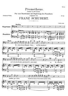 Partition voix + partition de piano, Prometheus, D.674, Schubert, Franz