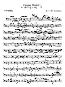 Partition violoncelles, Manfred, Op.115, Schumann, Robert