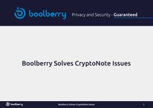 Boolberry Solves CryptoNote Issues