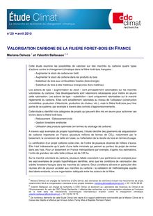 Valorisation carbone de la filière forêt-bois en France.
