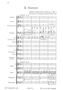 Partition , Nocturne (Op.15 No.1), Chopiniana, Op.46, Glazunov, Aleksandr