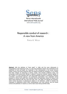  Responsible conduct of research : A view from America