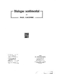 Partition de piano, Dialogue sentimental, Lacombe, Paul