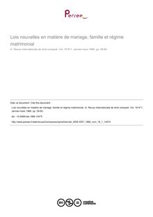 Lois nouvelles en matière de mariage, famille et régime matrimonial - article ; n°1 ; vol.18, pg 59-60