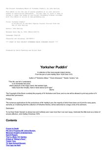 Yorksher Puddin  - A Collection of the Most Popular Dialect Stories from the - Pen of John Hartley