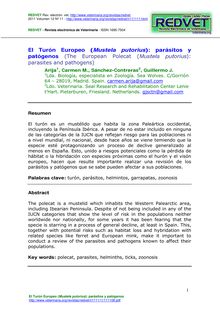 El Turón Europeo (Mustela putorius): parásitos y patógenos (The European Polecat (Mustela putorius): parasites and pathogens)