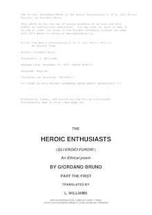 The Heroic Enthusiasts (Gli Eroici Furori) Part the First - An Ethical Poem