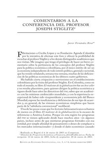 Comentarios a la conferencia del profesor Joseph Stiglitz (Comments to Professor s Joseph Stiglitz Conference)