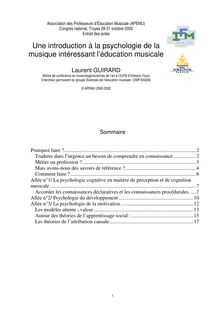 Introduction à la psychologie de la musique intéressant l éducation musicale