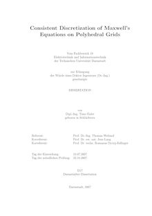 Consistent discretization of Maxwell s equations on polyhedral grids [Elektronische Ressource] / von Timo Euler