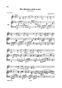 Partition No.1 – Wie Melodien zieht es mir, 5 chansons, Brahms, Johannes par Johannes Brahms