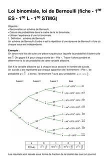 Loi binomiale, loi de Bernoulli