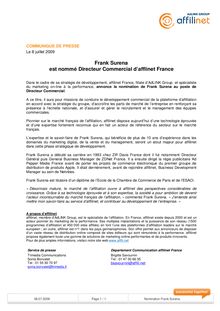 Frank Surena est nommé Directeur Commercial d'afflinet France