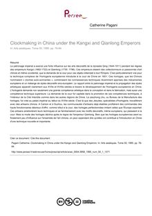 Clockmaking in China under the Kangxi and Qianlong Emperors - article ; n°1 ; vol.50, pg 76-84