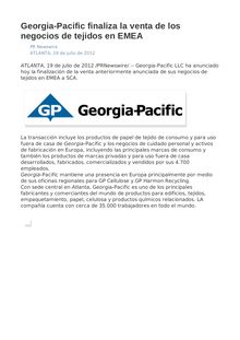 Georgia-Pacific finaliza la venta de los negocios de tejidos en EMEA