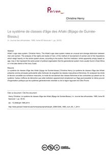 Le système de classes d âge des Añaki (Bijago de Guinée-Bissau) - article ; n°1 ; vol.65, pg 35-53