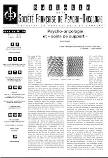 30 Bulletin Société Française de Psycho-Oncologie Avril-Juin 2002