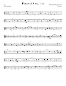 Partition ténor viole de gambe, alto clef, Fantasia pour 5 violes de gambe, RC 72