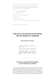 The Soul of Nicholas Snyders, or, The Miser of Zandam