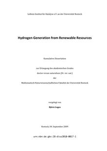 Hydrogen generation from renewable resources [Elektronische Ressource] / vorgelegt von Björn Loges