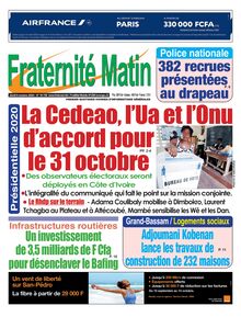 Fraternité Matin n°16738 - du jeudi 08 Octobre 2020