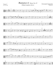 Partition ténor viole de gambe 3, alto clef, Fantasia pour 5 violes de gambe, RC 58