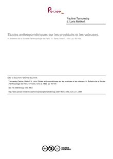 Etudes anthropométriques sur les prostitués et les voleuses. - article ; n°1 ; vol.3, pg 95-104