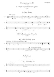 Partition viole de gambe parties, Liedzyklus für Bariton, Klavier, Chor und Streicher