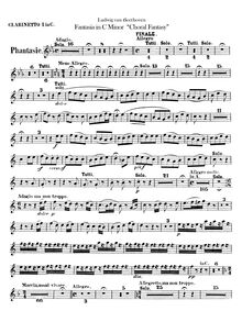 Partition clarinette 1, 2 (en C), Fantasia pour Piano, chœur et orchestre