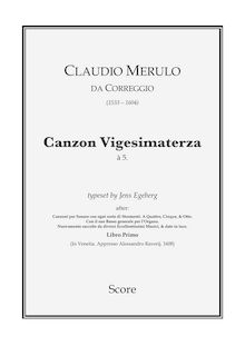 Partition complète, Canzon Vigesimaterza à 5, Merulo, Claudio