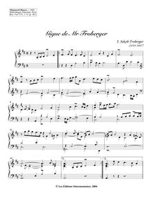 Partition Gigue, 7 clavecin pièces from Bauyn Manuscript, Froberger, Johann Jacob par Johann Jacob Froberger