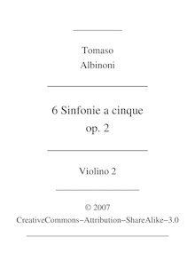 Partition violons II, Sei Sinfonie e Sei concerts a Cinque, Op.2