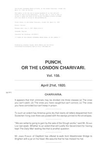 Punch, or the London Charivari, Vol. 158, 1920-04-21