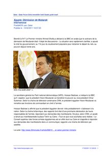 Egypte: Démission de Mubarak