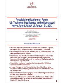 MIT report : Possible Implications of Faulty US Technical Intelligence in the Damascus Nerve Agent Attack of August 21, 2013