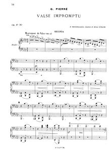 Partition complète, Valse-Impromptu, Op.27, Pierné, Gabriel