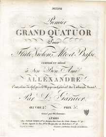 Partition viole de gambe, Grand flûte quatuor en G, Op.2, G, Granier, Louis