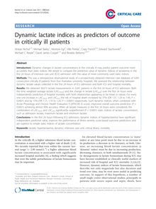 Dynamic lactate indices as predictors of outcome in critically ill patients