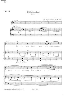 Partition , Frühlingslied (C major), Vier chansons, Meyer-Helmund, Erik