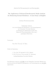 The application of advanced interferometric radar analysis for monitoring ground subsidence [Elektronische Ressource] : a case study in Bangkok / Jirathana Worawattanamateekul